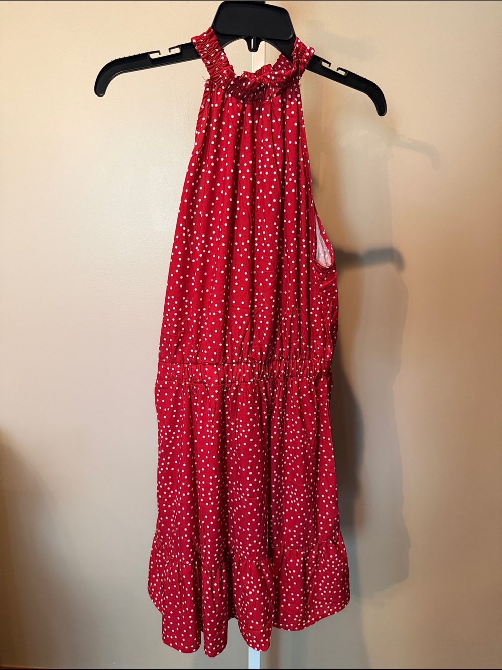 Rust Polka Dot Halter Midi Dress